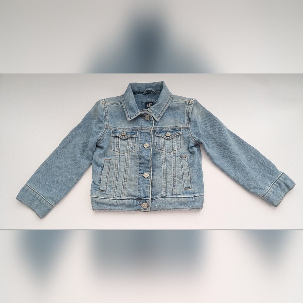 GAP Kids (XS) Unisex Whitewashed/Distressed Light Blue Denim/Jean Jacket - Picture 11 of 11